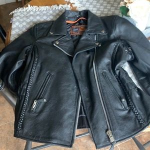 Black leather jacket motorcycle jacket